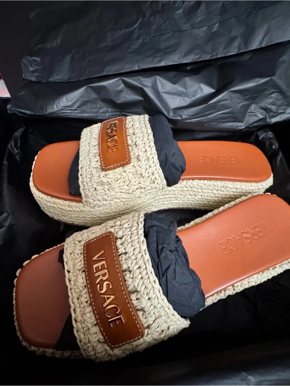 Versace 55MM  Espadrille Mules womens size 38/US 8